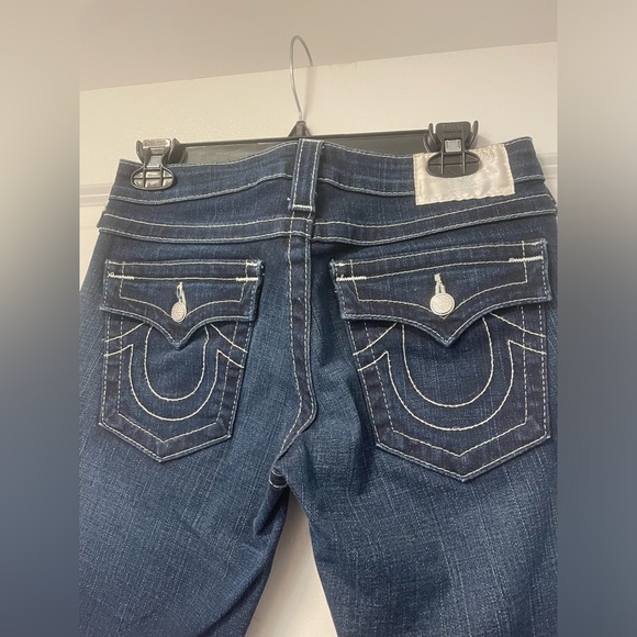 TRUE RELIGION WOMENS WORLD TOUR BECKY BOOTLEG JEANS W/ CRYSTAL BUTTONS SIZE 27 - Picture 15 of 16